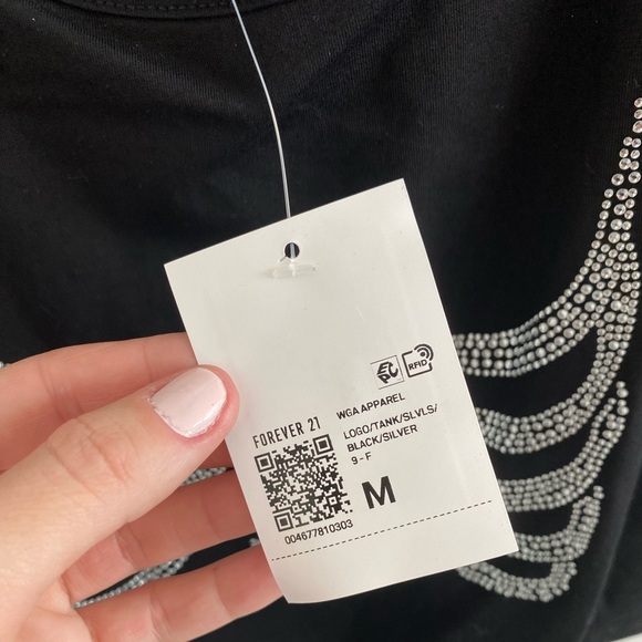 Forever 21 Rhinestone skeleton tank top, black Size Medium - Picture 3 of 4